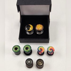 ​00G (10mm) Ear Plug Bundle - Steel, Wood, Acrylic - 4 Pairs
